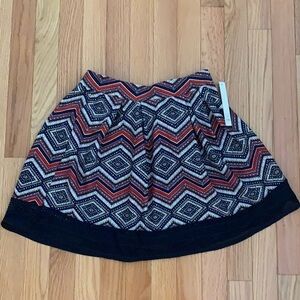 Joe B Aztec print crochet hem mini skater skirt S